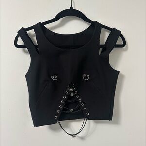 Black Lace-Up Women’s Top